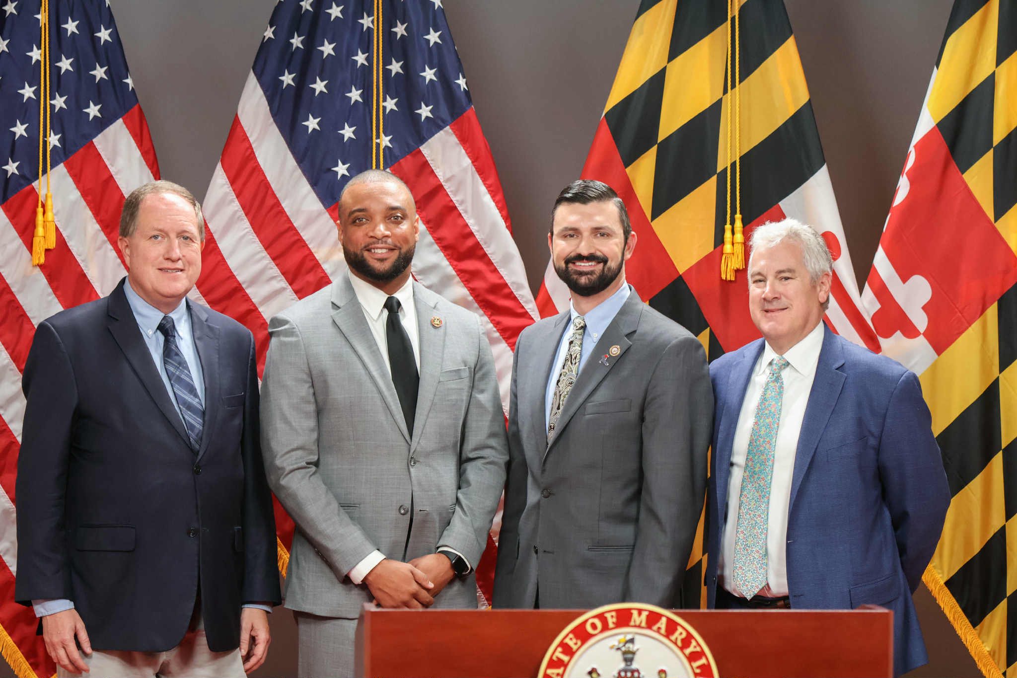 Delegate Nawrocki with legislative colleagues at a press briefing in Annapolis