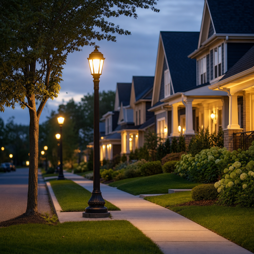 A row of Maryland homes at dusk